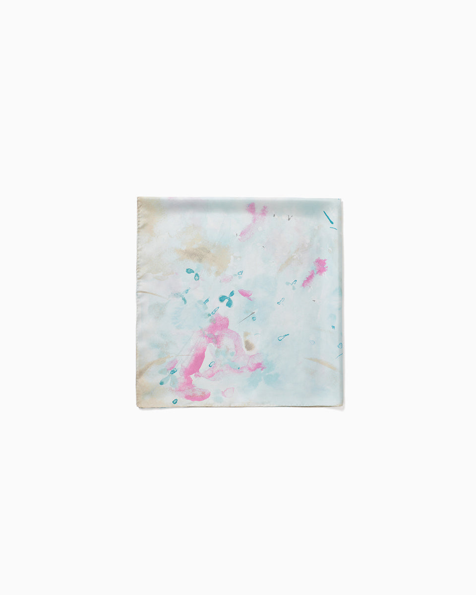 Hand Printed Silk Scarf - blue - Mame Kurogouchi