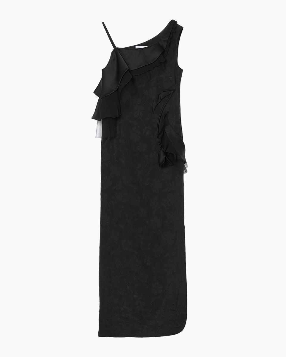 Raised Jacquard One Shoulder Dress - black - Mame Kurogouchi