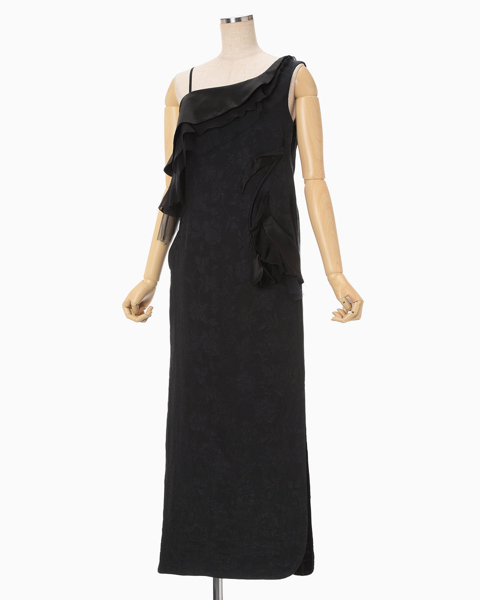 Raised Jacquard One Shoulder Dress - black - Mame Kurogouchi