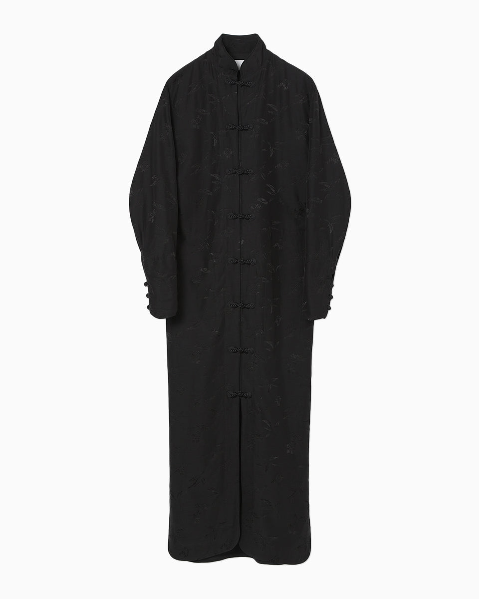 Karako Jacquard Frog Button Dress - black - Mame Kurogouchi