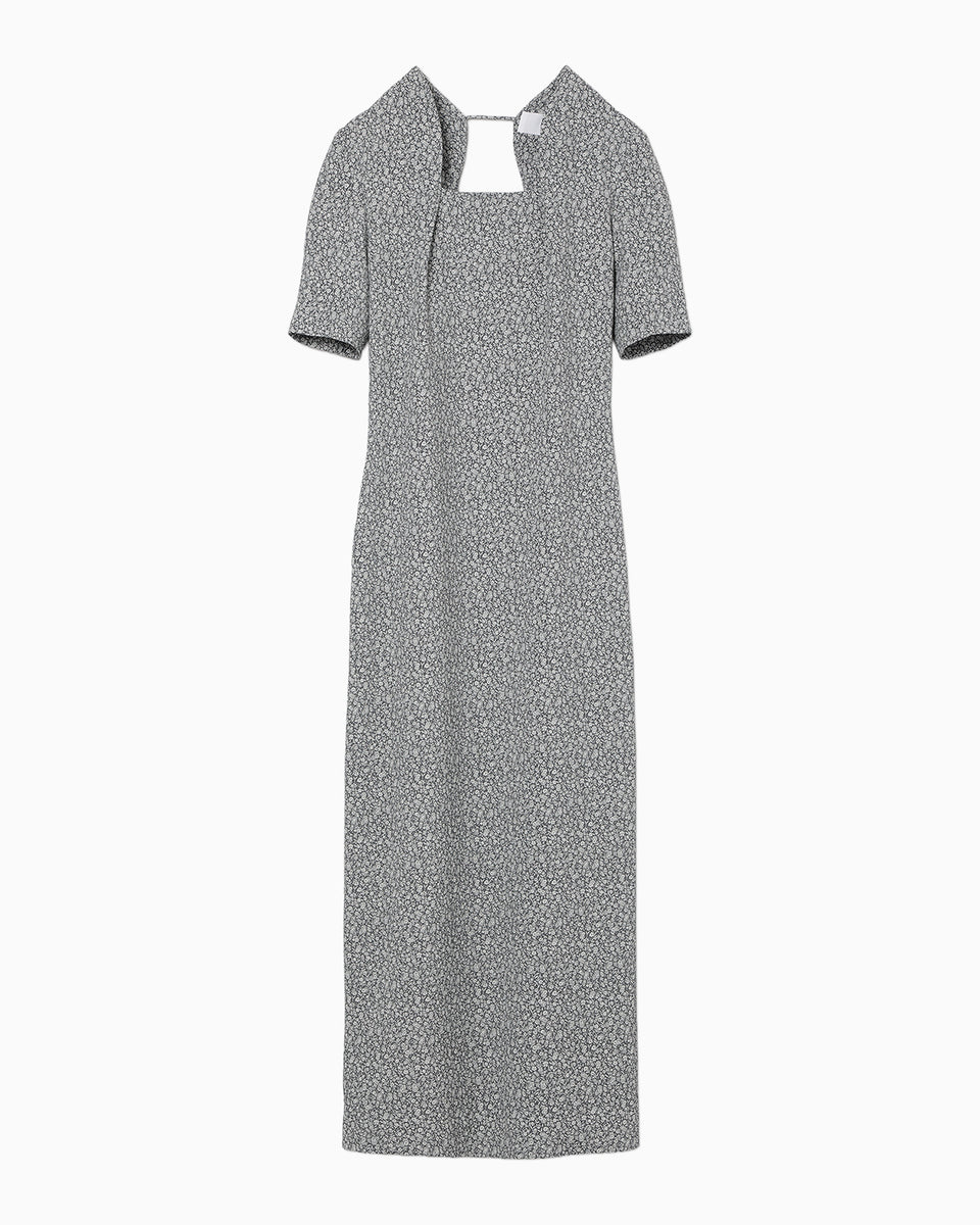 Floral Jacquard Square Neck Dress - grey - Mame Kurogouchi