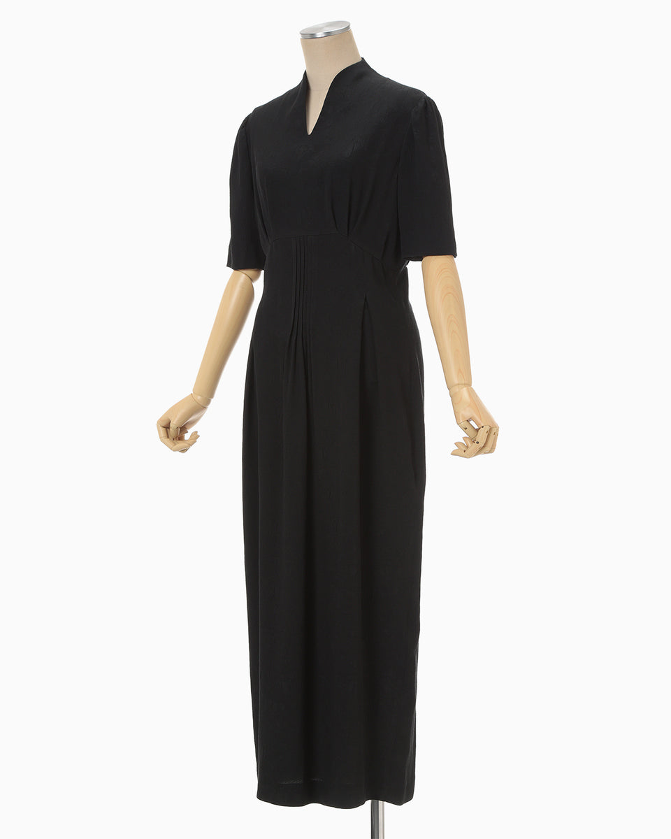 Puffed Floral Jacquard Dress - black - Mame Kurogouchi