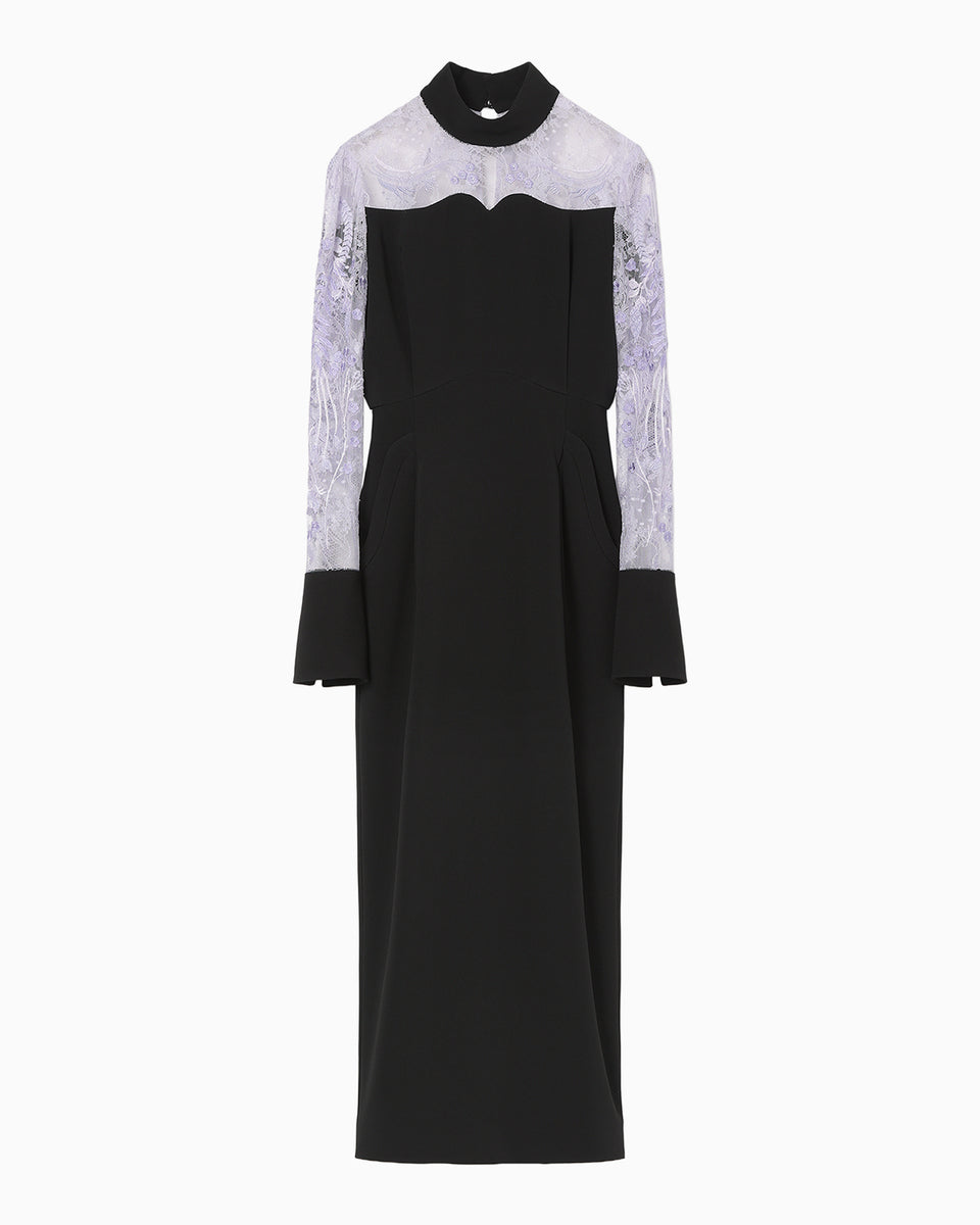Riverlace Sleeve Classic Dress - black - Mame Kurogouchi