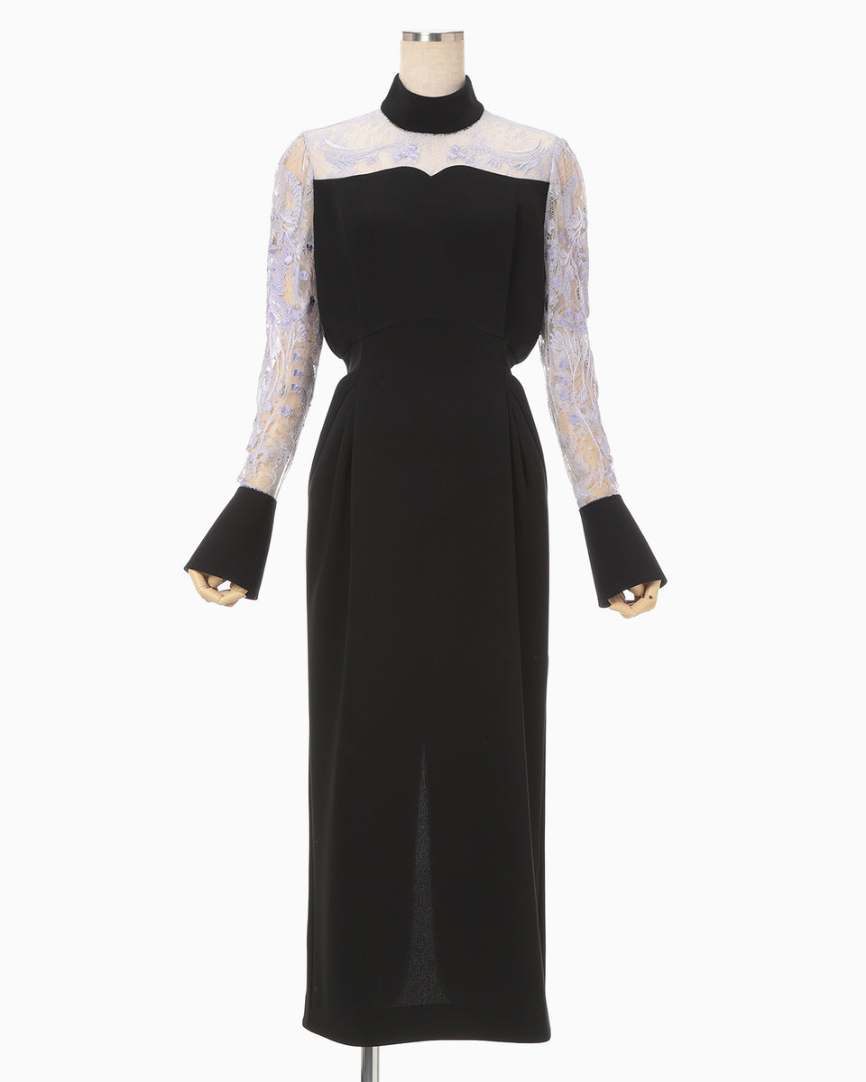 Riverlace Sleeve Classic Dress - black - Mame Kurogouchi