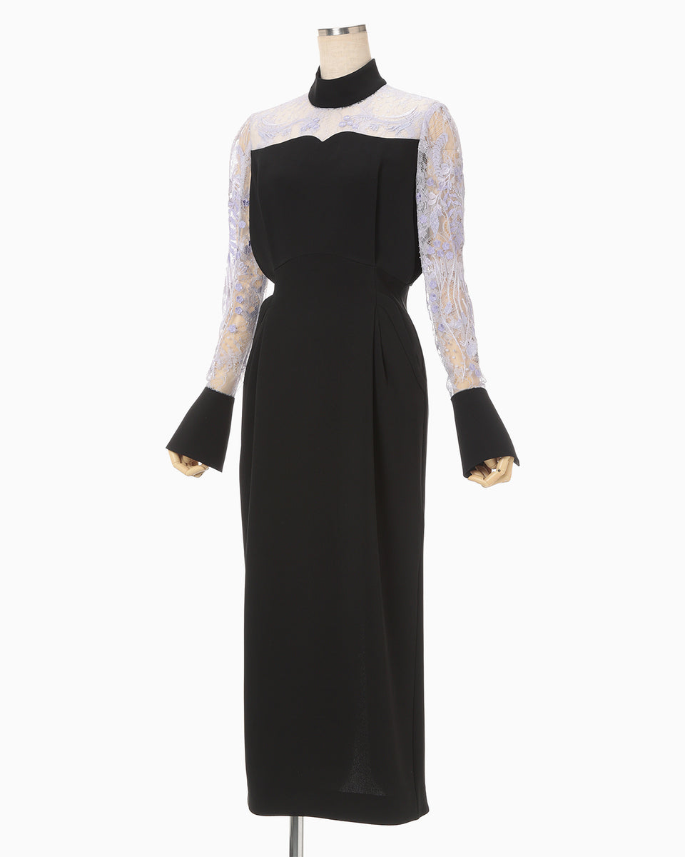 Riverlace Sleeve Classic Dress - black - Mame Kurogouchi