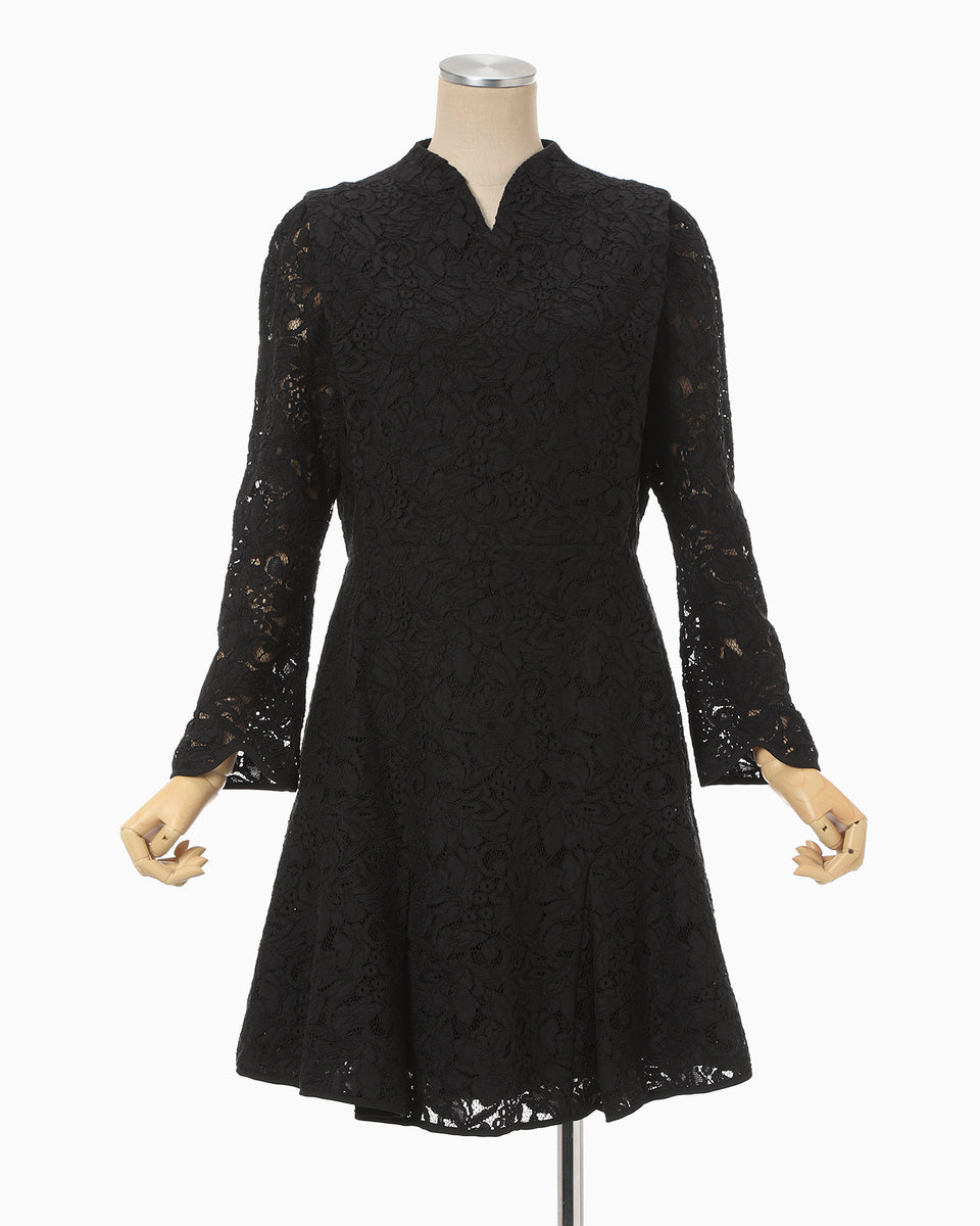 Raschel Lace Flare Dress - black - Mame Kurogouchi