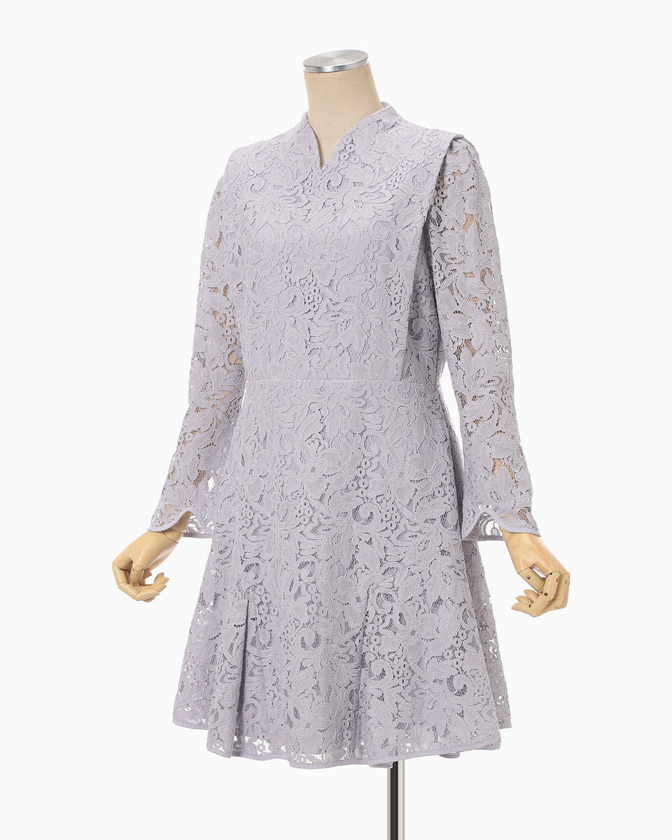 Raschel Lace Flare Dress - purple - Mame Kurogouchi