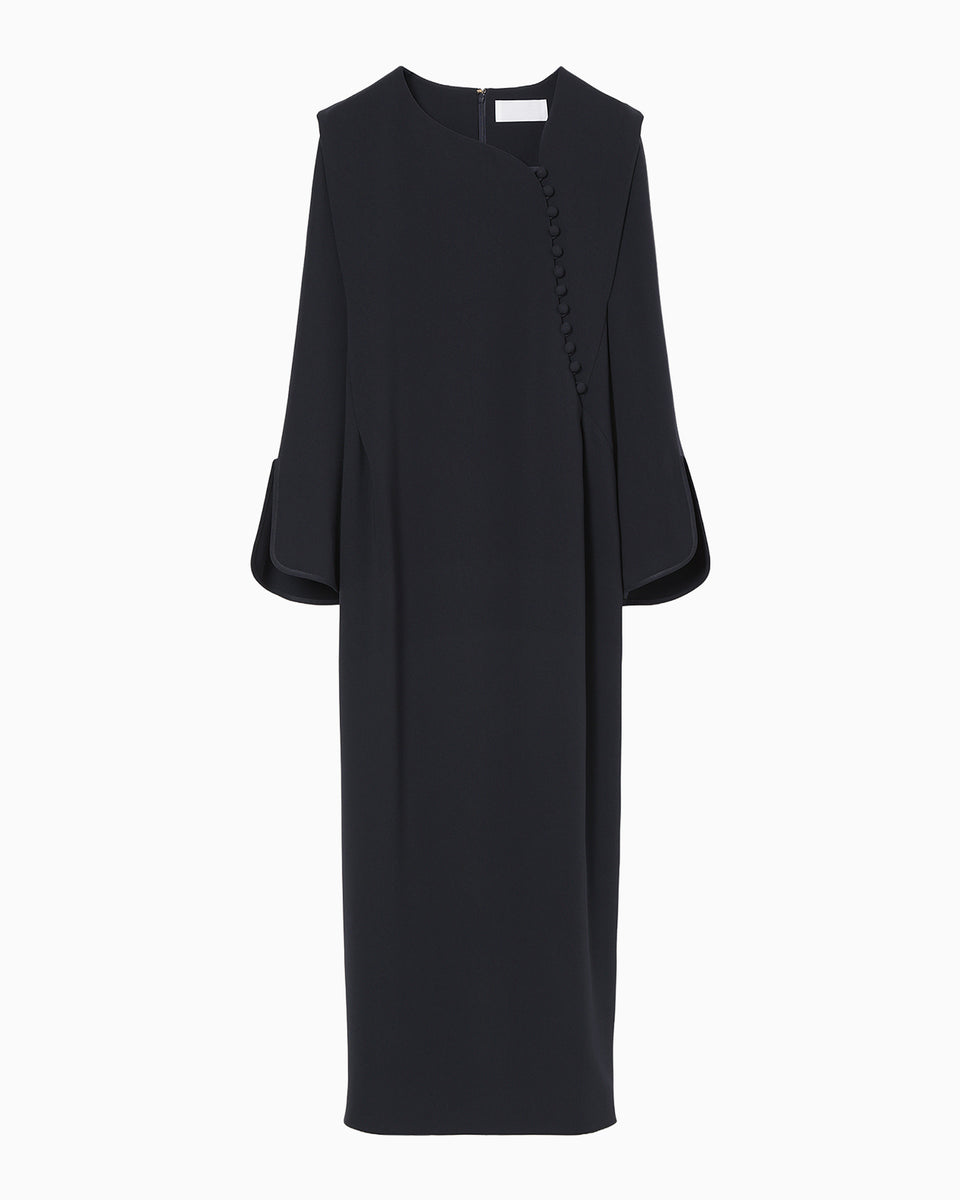 mame kurogouchi オールインワン　fetico litmus Triacetate Polyester Asymmetrical Neck Dress - navy - Mame Kurogouchi