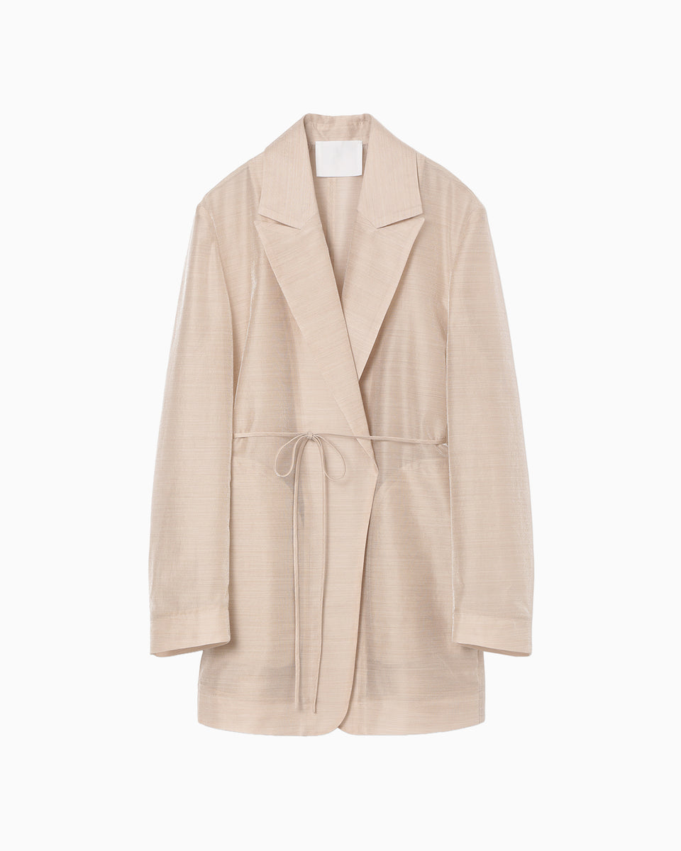 Wool Nylon Shimmering Jacket - beige - Mame Kurogouchi