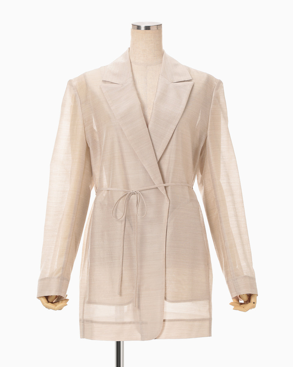 Wool Nylon Shimmering Jacket - beige - Mame Kurogouchi