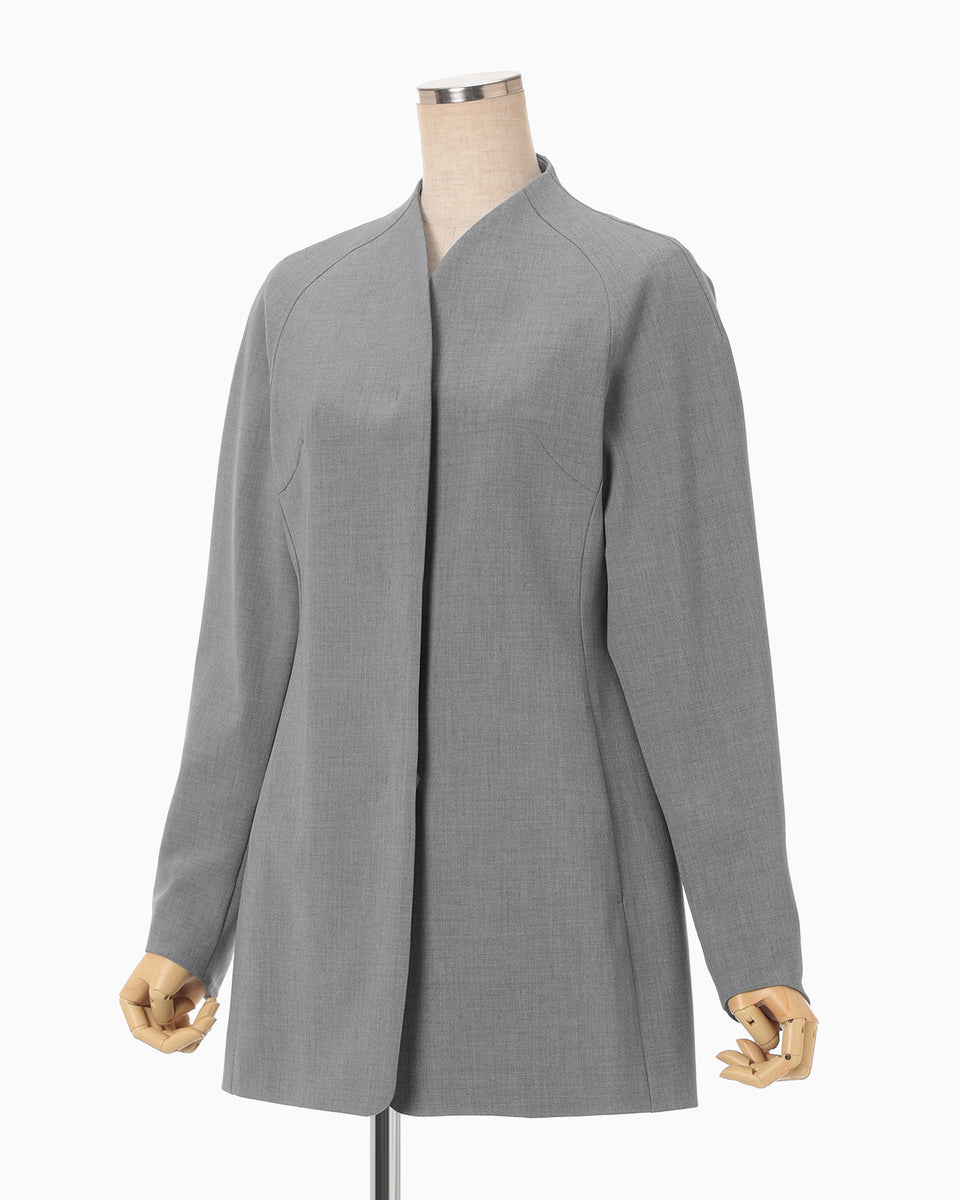 Collarless Raglan Sleeve Jacket - grey - Mame Kurogouchi