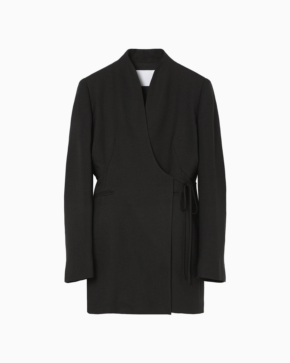 たろー　レディース　BLK M Triacetate Polyester Collarless Jacket - black - Mame Kurogouchi