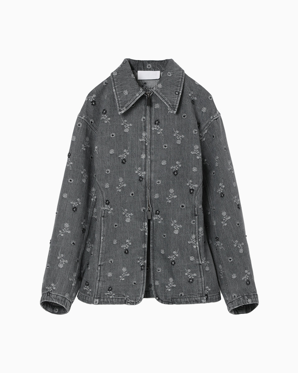 Floral Jacquard Denim Jacket - grey - Mame Kurogouchi
