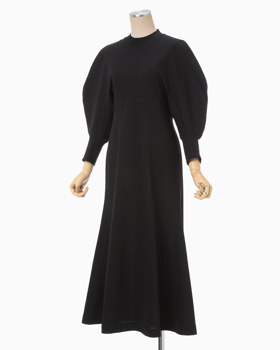 Cotton Jersey Flare Dress - black - Mame Kurogouchi