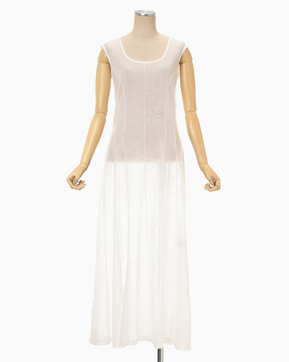 Starry Jersey Sheer Dress - white - Mame Kurogouchi