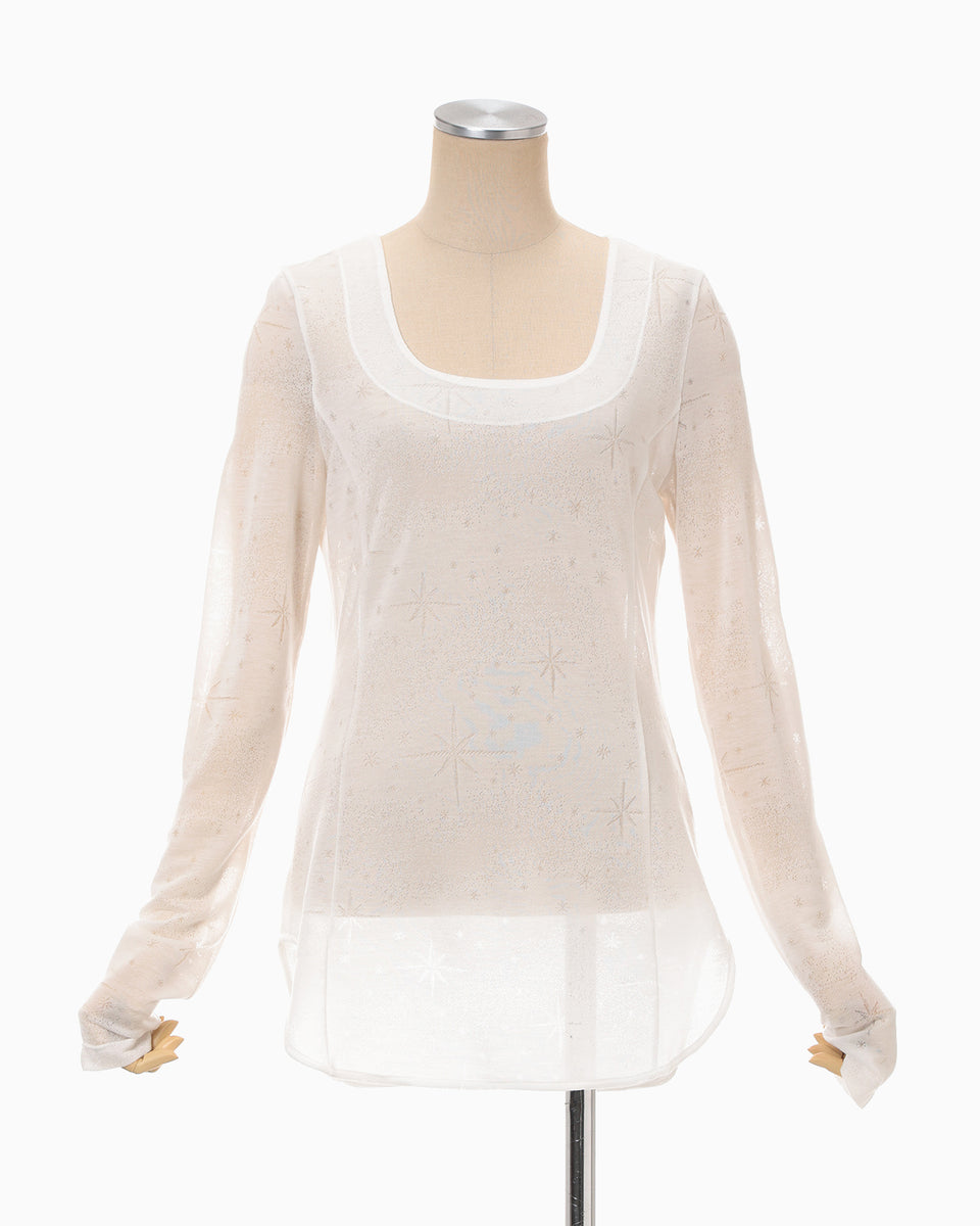 Starry Jersey Square Neck Sheer Top 別注 Starry Jersey Square Neck Sheer Top(2 WHITE): Mame Kurogouchi