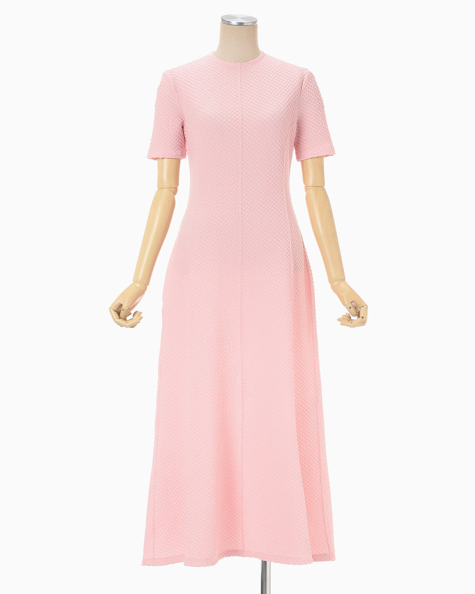 Shirring Jersey Jacquard Dress - pink - Mame Kurogouchi