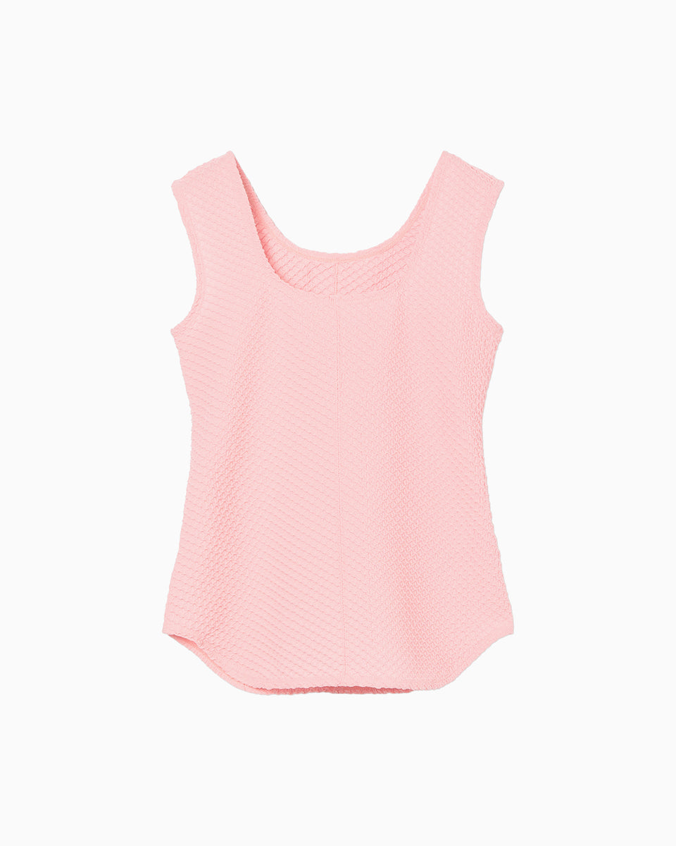 Shirring Jersey Jacquard Sleeveless Top - pink - Mame Kurogouchi
