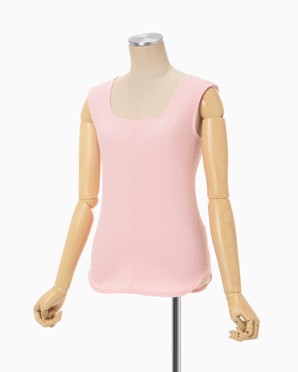 Shirring Jersey Jacquard Sleeveless Top - pink - Mame Kurogouchi