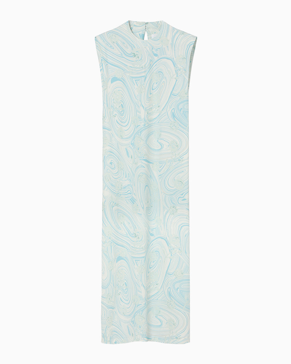 Marble Print Jersey Dress - blue - Mame Kurogouchi