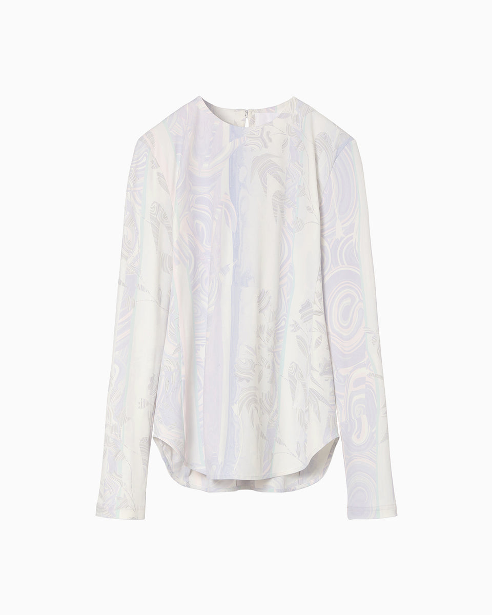 Marble Print Jersey Long Sleeve Top - purple - Mame Kurogouchi