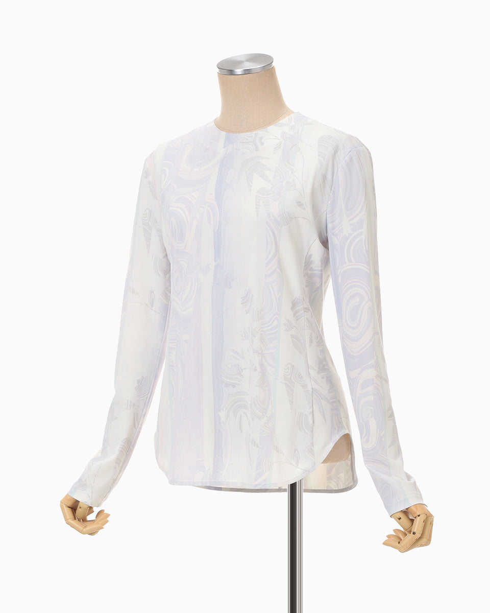 Marble Print Jersey Long Sleeve Top - purple - Mame Kurogouchi