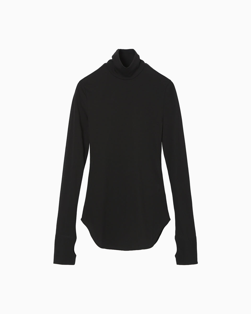 Cotton Jersey High Neck Top - black - Mame Kurogouchi