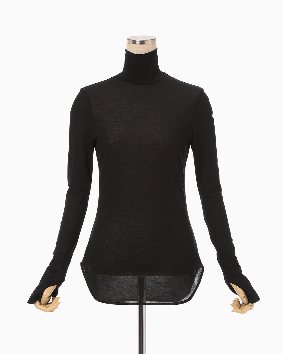 Cotton Jersey High Neck Top - black - Mame Kurogouchi