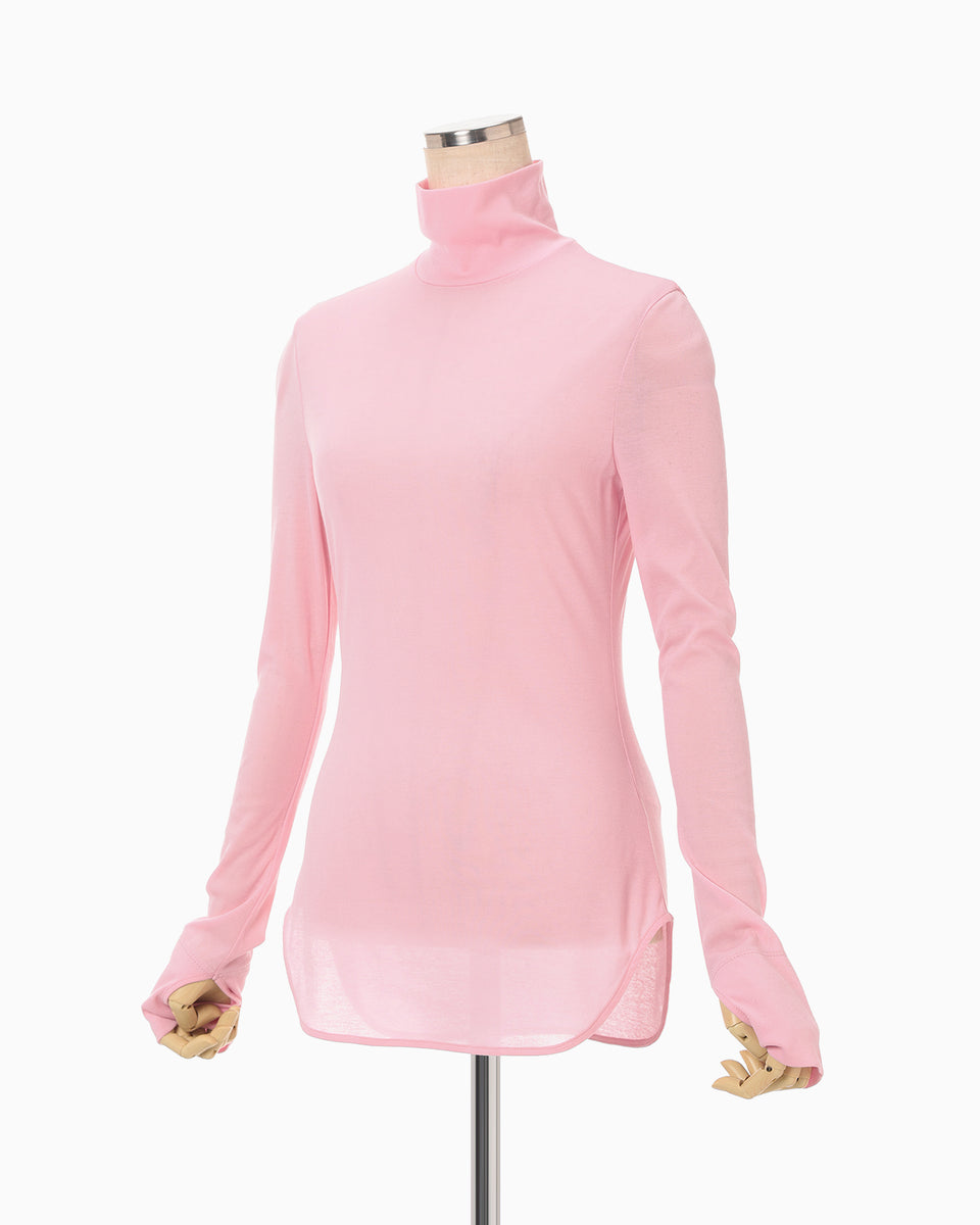 Cotton Jersey High Neck Top - pink - Mame Kurogouchi