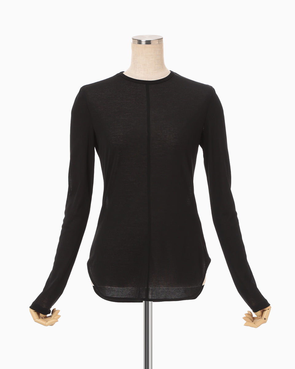 トップス Mame Kurogouchi Cotton Jersey Pullover Cotton Jersey Crew Neck Top - black - Mame Kurogouchi