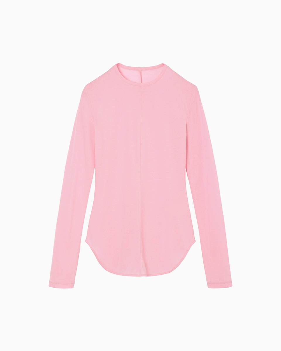 Cotton Jersey Crew Neck Top - pink - Mame Kurogouchi