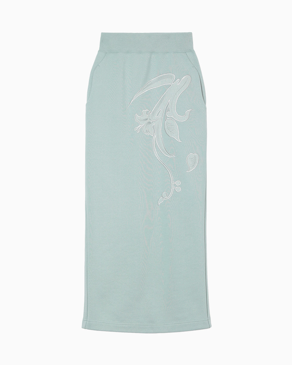 Floral Embroidery Sweat Skirt - light blue - Mame Kurogouchi