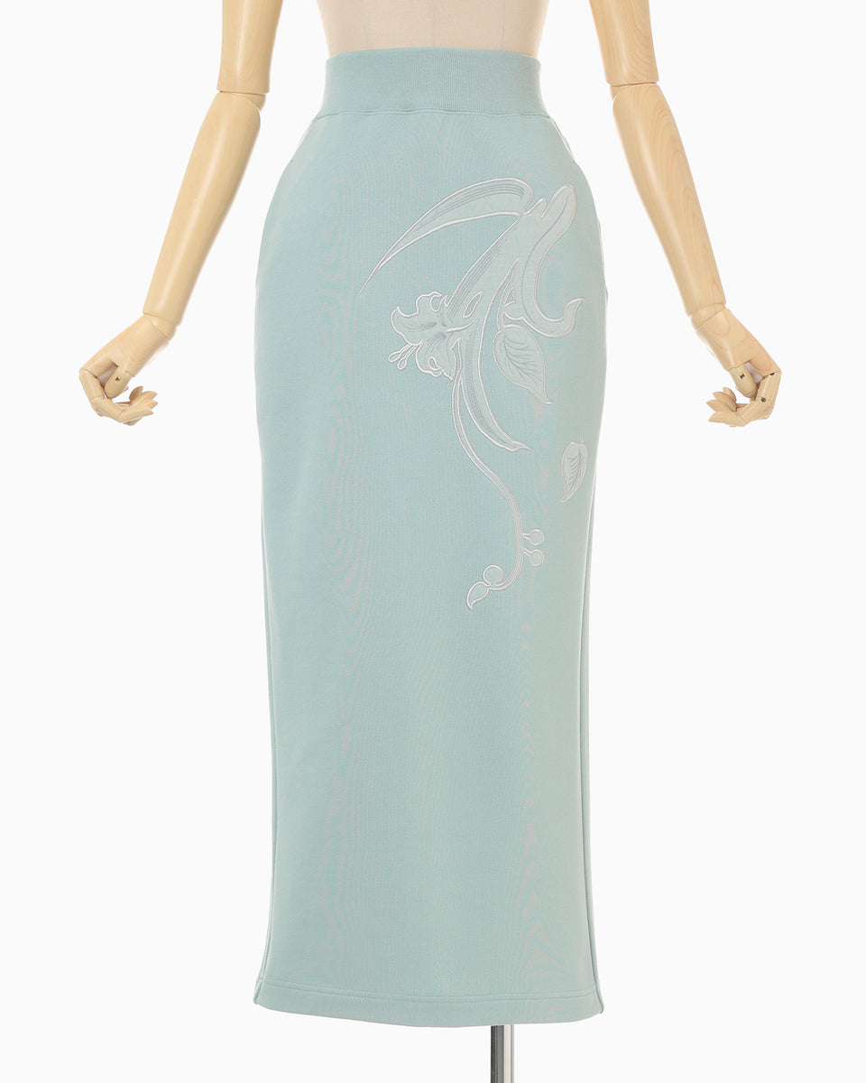 Floral Embroidery Sweat Skirt - light blue - Mame Kurogouchi