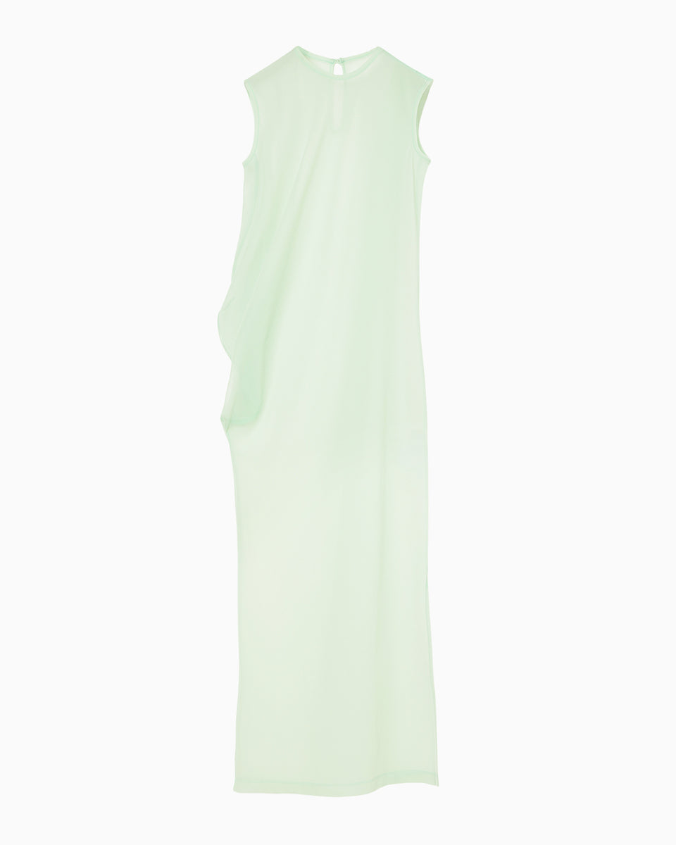 Draped Jersey Sheer Dress - light green - Mame Kurogouchi