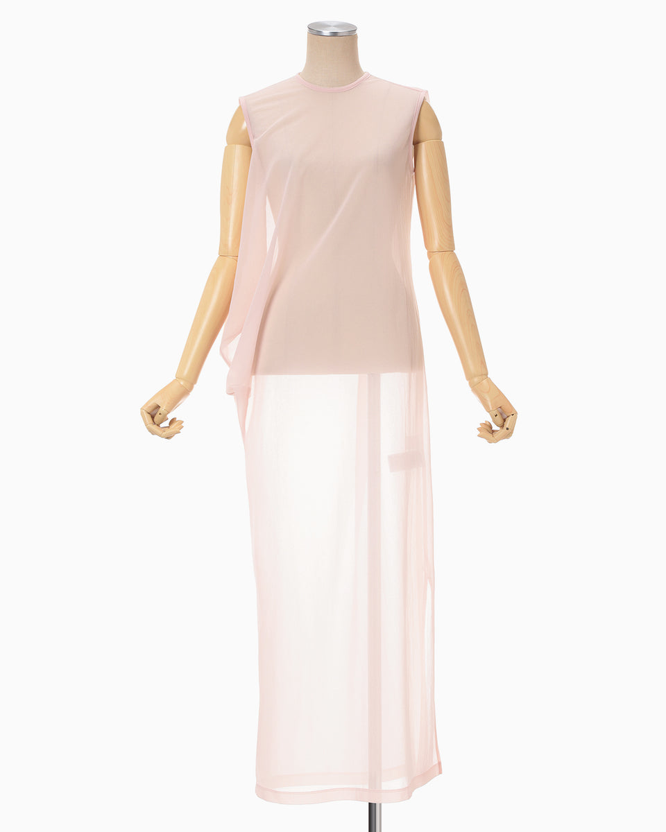 Draped Jersey Sheer Dress - pink - Mame Kurogouchi