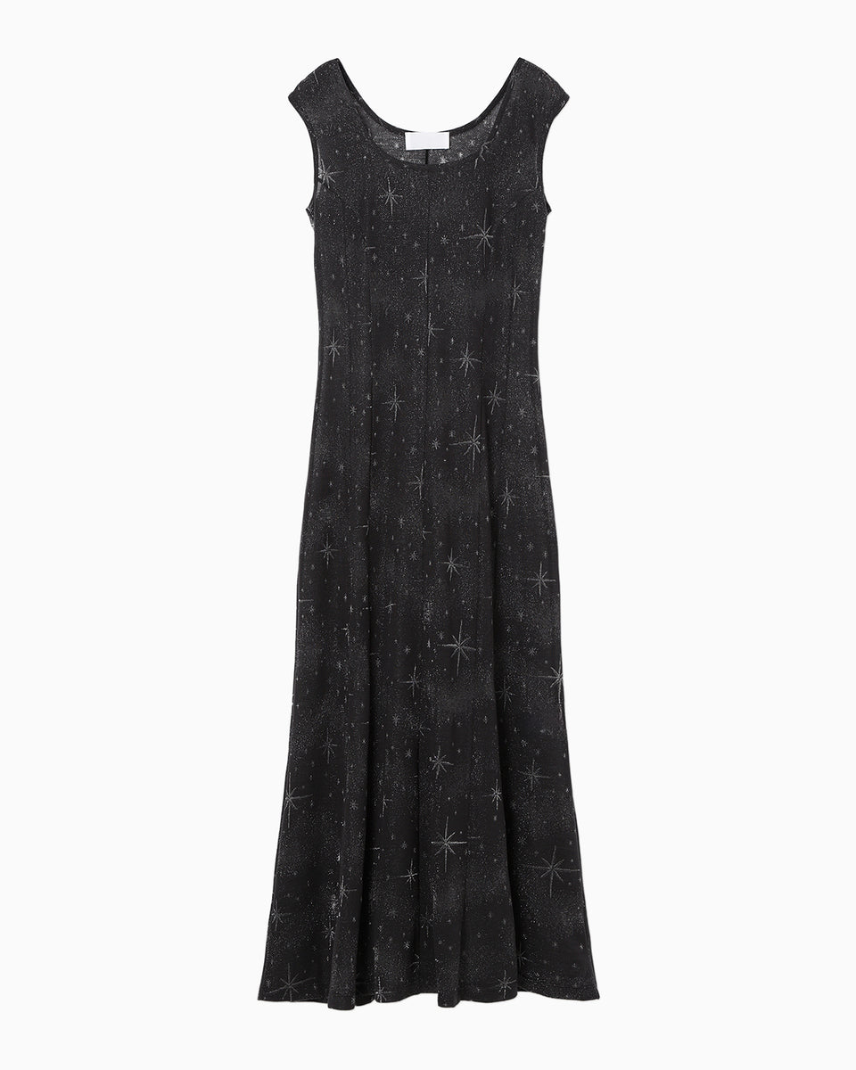 Starry Jersey Sheer Dress - black - Mame Kurogouchi