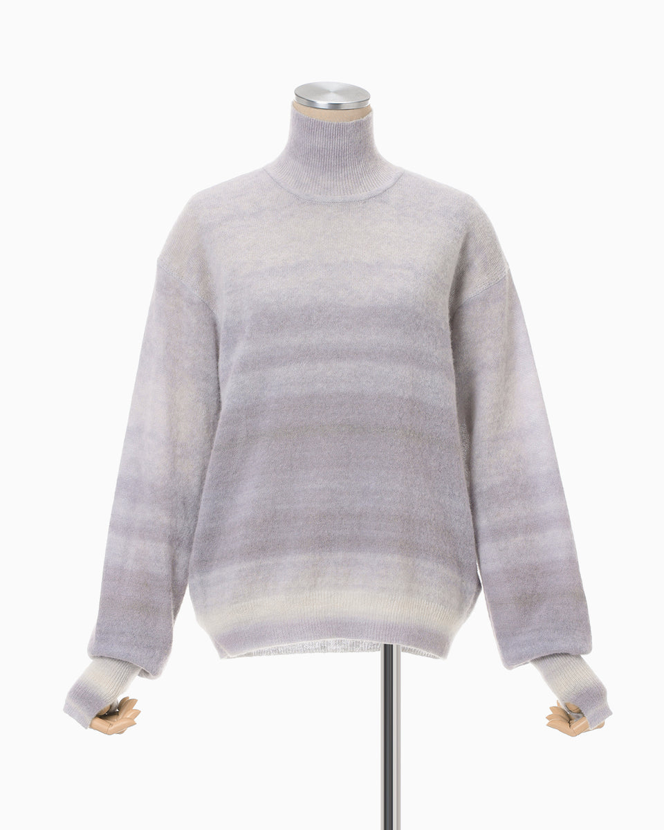 Gradation High Neck Knit Top - grey - Mame Kurogouchi
