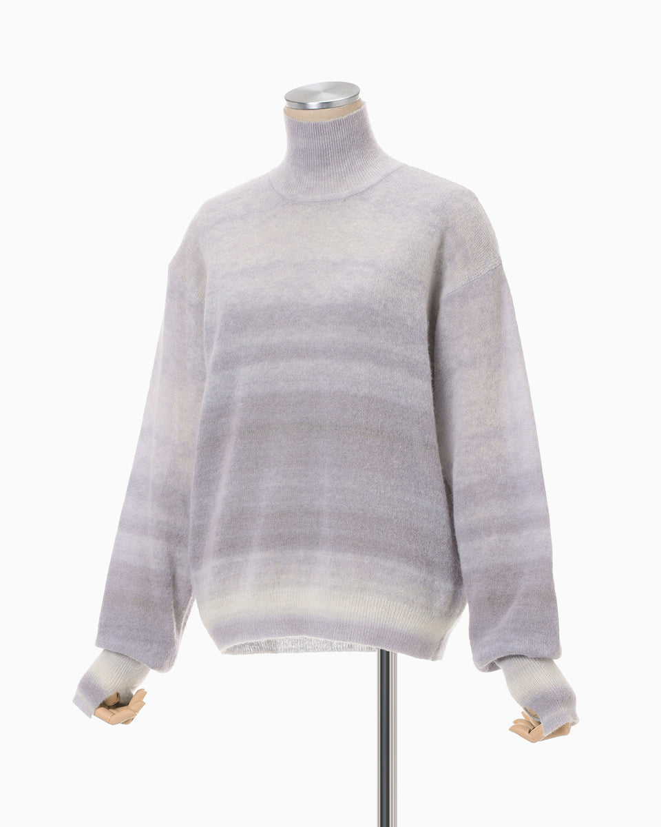 Gradation High Neck Knit Top - grey - Mame Kurogouchi