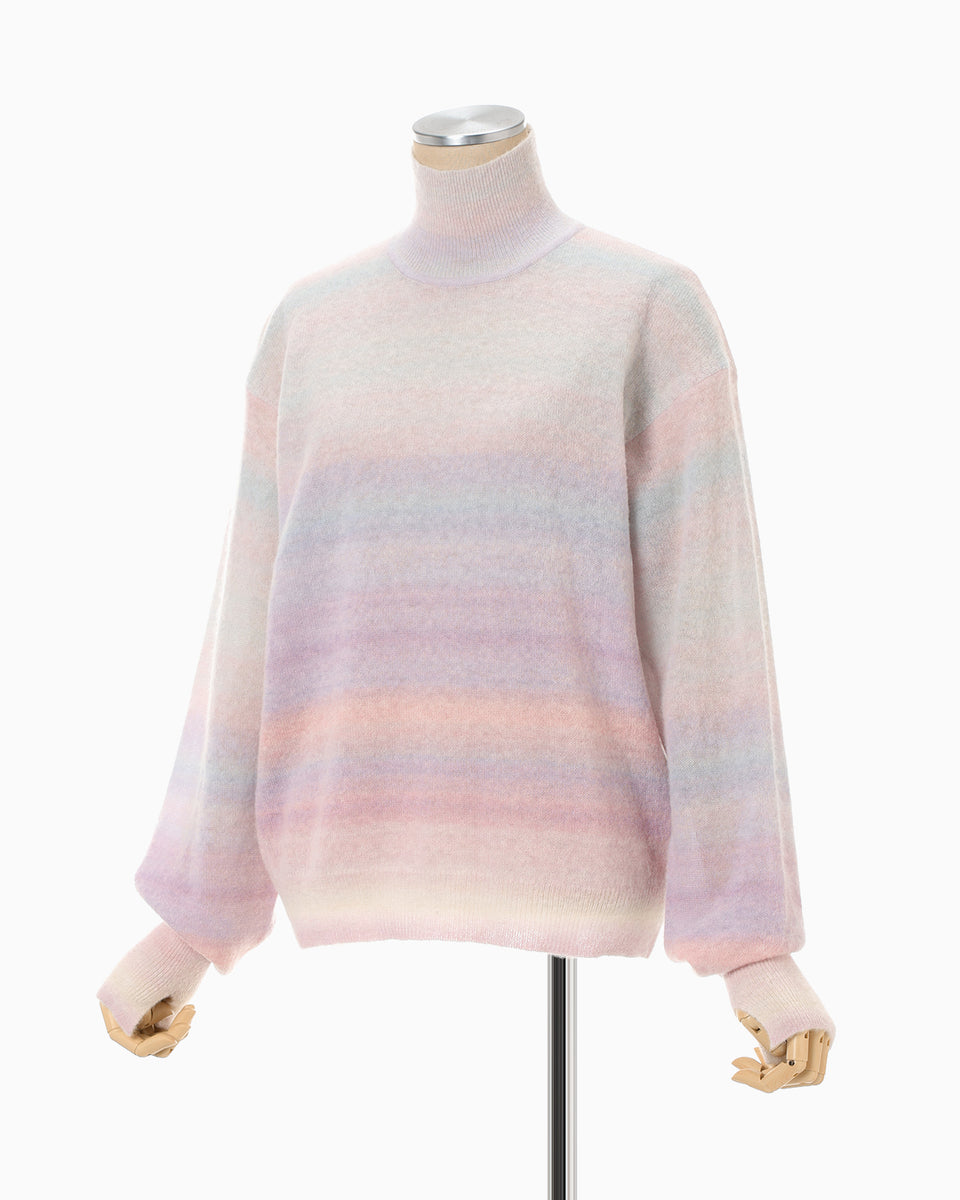 Gradation High Neck Knit Top - pink - Mame Kurogouchi