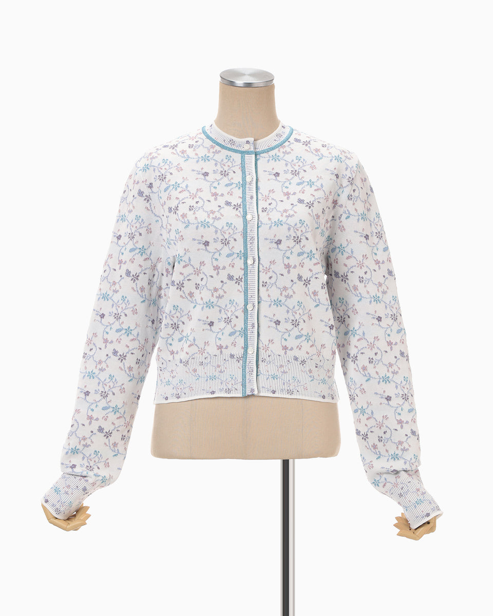 Mame Kurogouchi / マメクロゴウチ | 2024AW | Floral Motif Chunky Knitted Cardigan カーディガン | 1 | ホワイト | レディース Mame Kurogouchi Floral Motif Chunky Knitted Cardigan | BASE