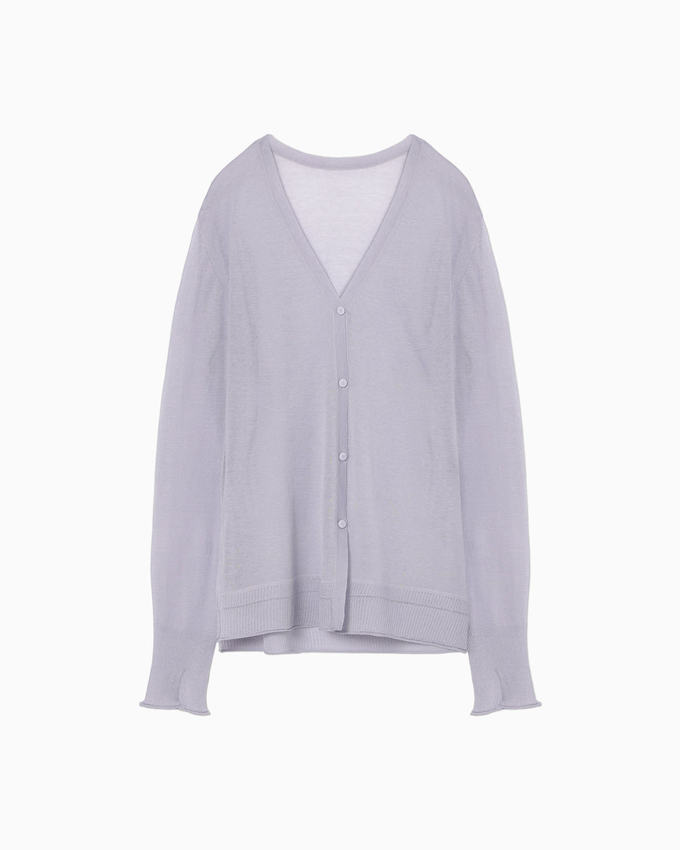 High Gauge Sheer Knit Cardigan - purple - Mame Kurogouchi