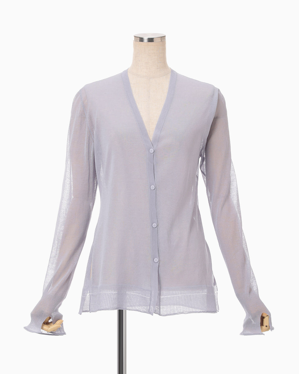 High Gauge Sheer Knit Cardigan - purple - Mame Kurogouchi