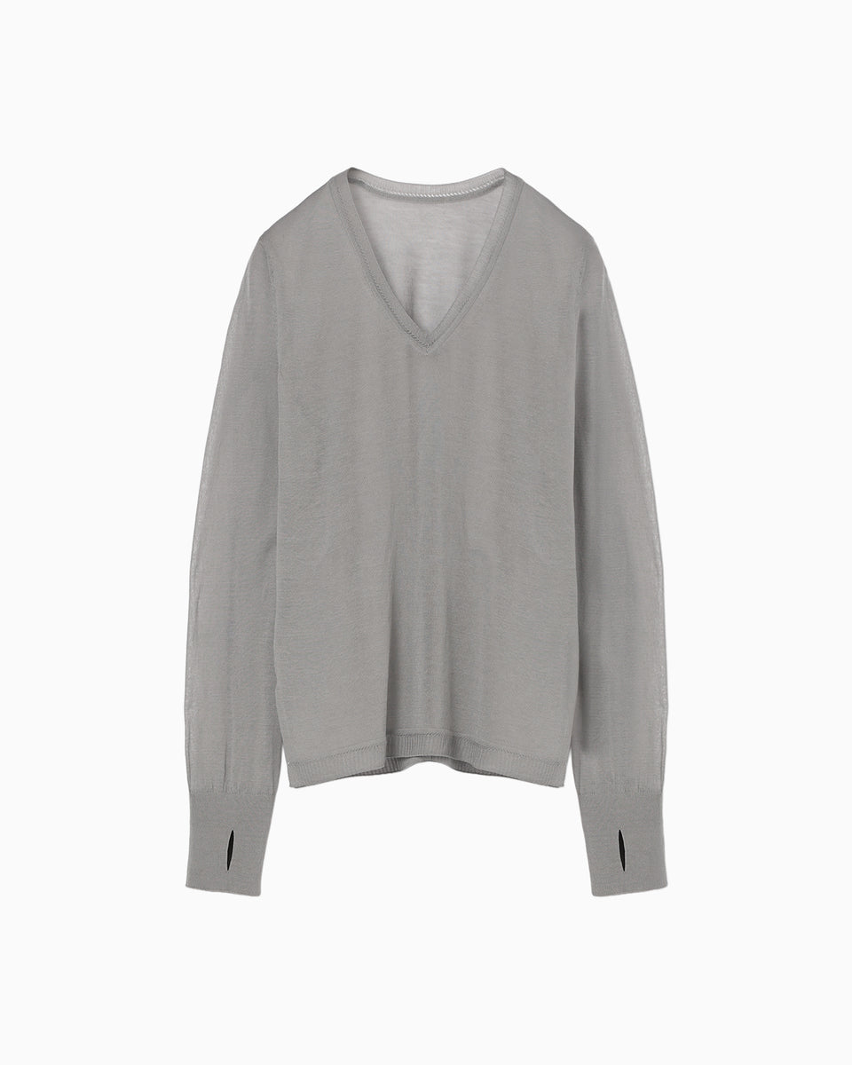 High Gauge Sheer Knit Top - grey - Mame Kurogouchi