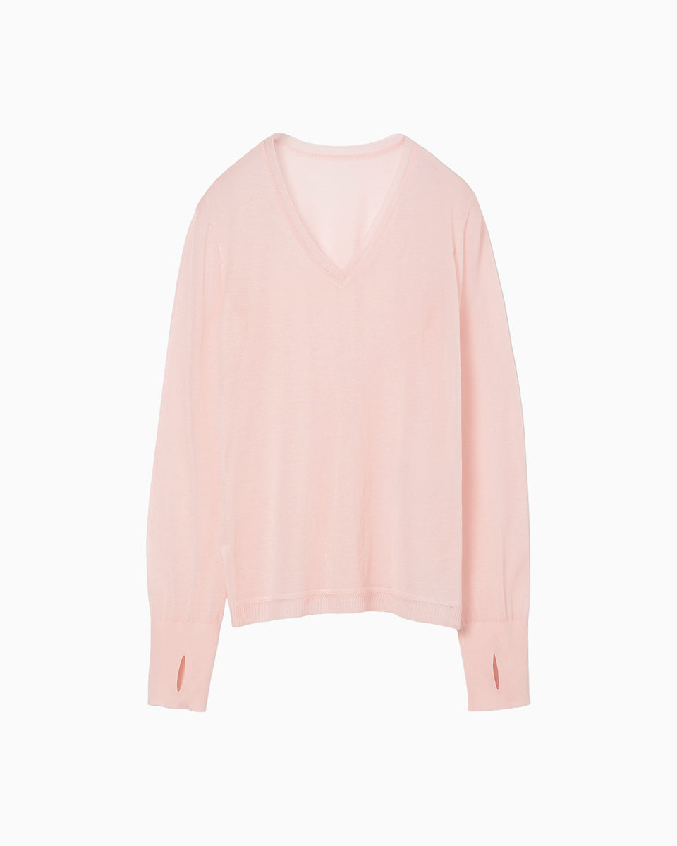 High Gauge Sheer Knit Top - pink - Mame Kurogouchi