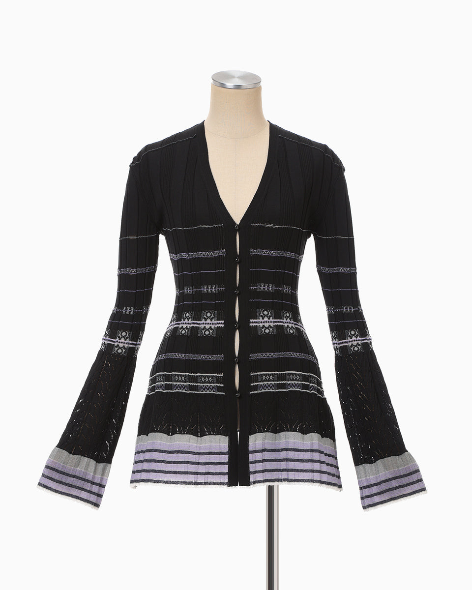 Lamp Shaped Knit Cardigan - black - Mame Kurogouchi