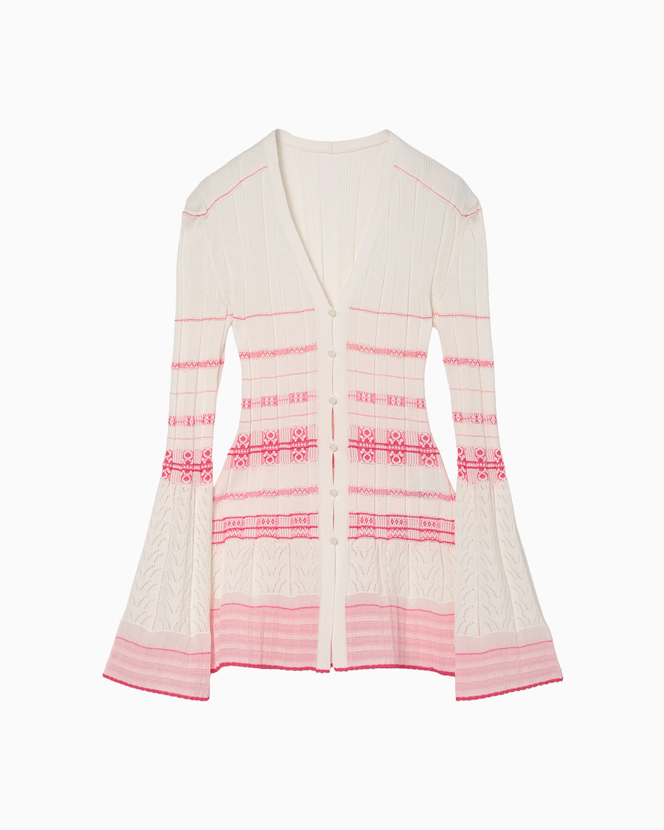Lamp Shaped Knit Cardigan - white - Mame Kurogouchi