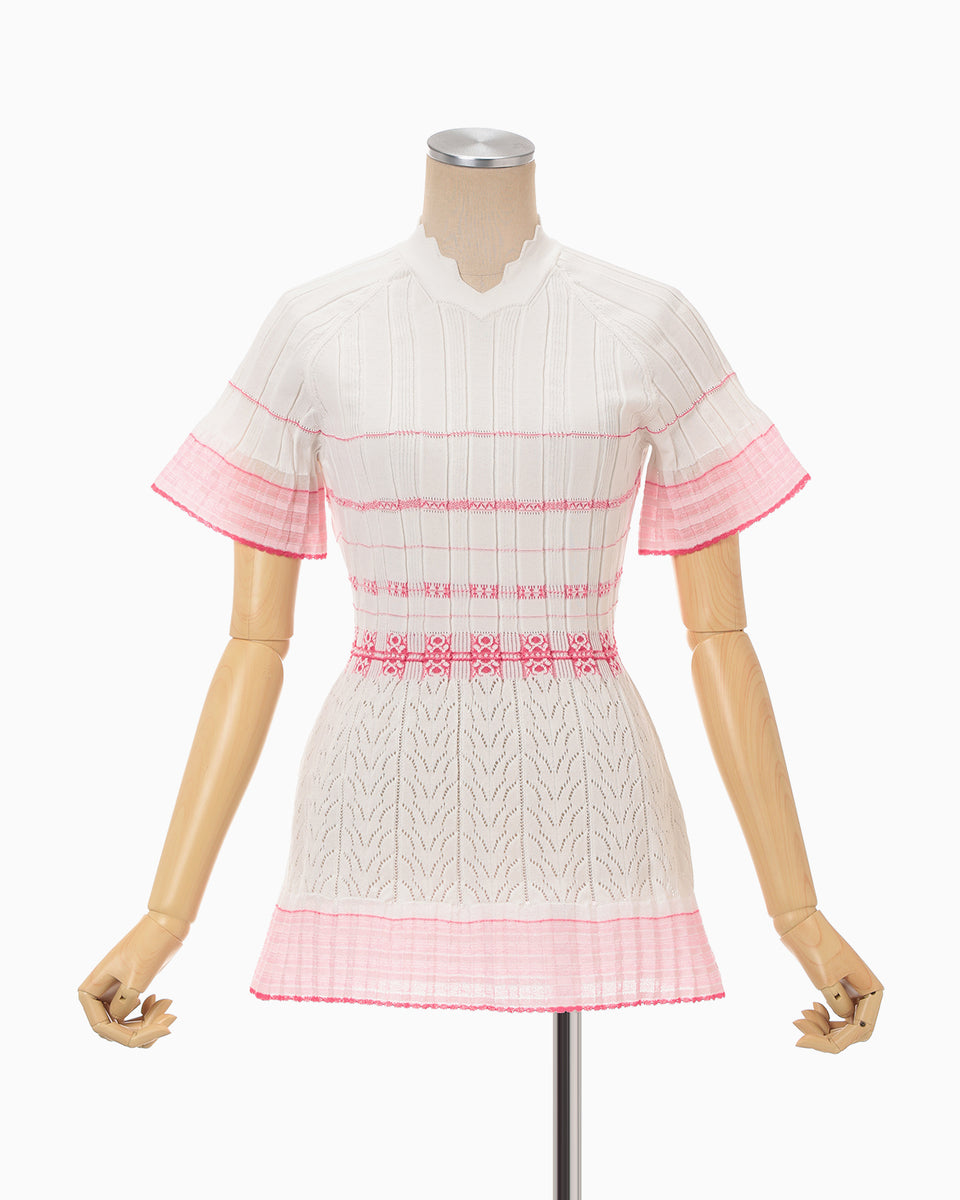 Lamp Shaped Knit Top - white - Mame Kurogouchi