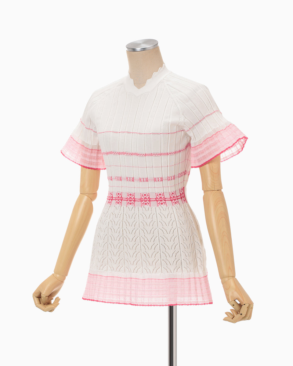 Lamp Shaped Knit Top - white - Mame Kurogouchi