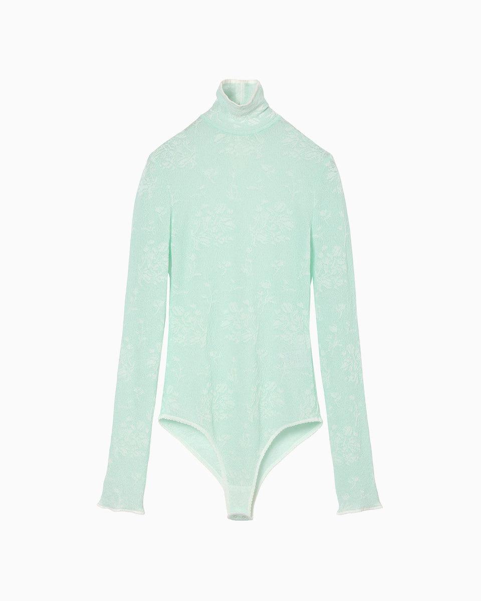 Floral Jacquard Knit Bodysuit - light green - Mame Kurogouchi Floral Jacquard Knit Bodysuit - light green - Mame Kurogouchi