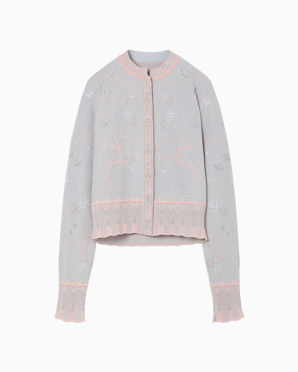 mame kurogouchiベージュ 透かし編み カーディガン Mame Kurogouchi：Drop Jacquard Knitted Cardigan - BEIGE - ORANN